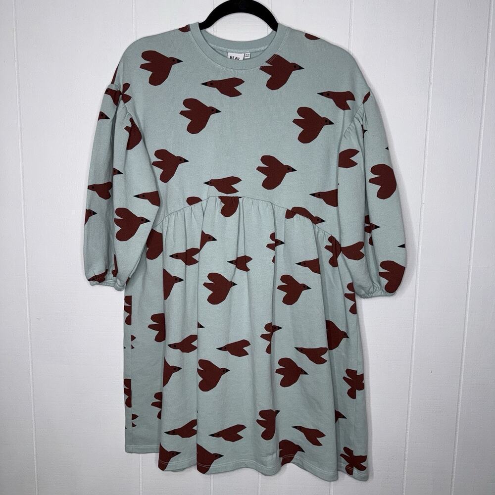 Beau Loves Girl’s Ether Birds Gathering Dress Teal Size 10-11